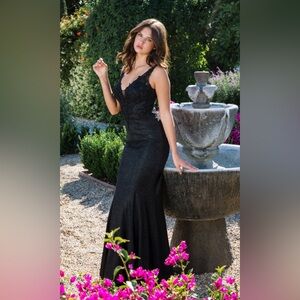 Chic Black Lace Evening Dress